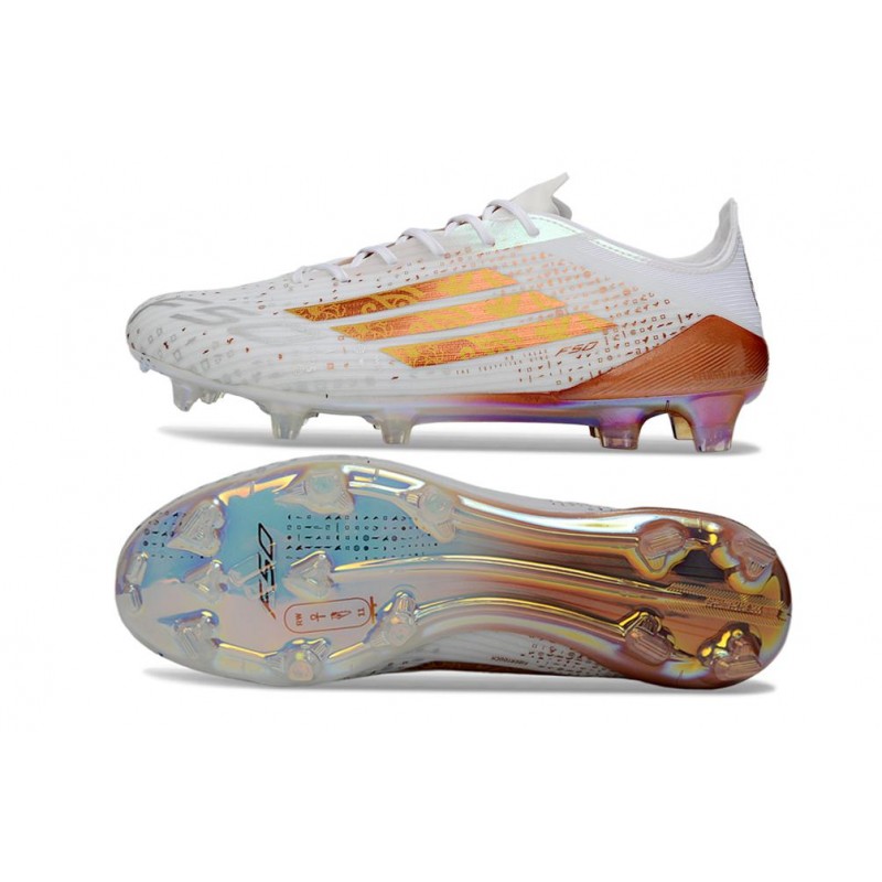 Chaussure Adidas F50 Elite FG Blanc Or – Image 3