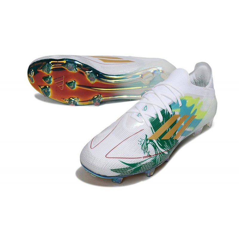 Chaussure Adidas F50 Elite FG Blanc Vert Or – Image 5
