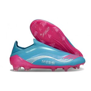 Chaussure Crampon Adidas F50 Elite Sans Lacets FG Bleu Rose
