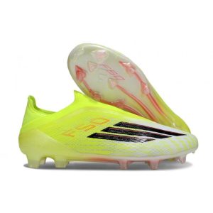 Chaussure Crampon Adidas F50 Elite Sans Lacets FG Jaune Noir