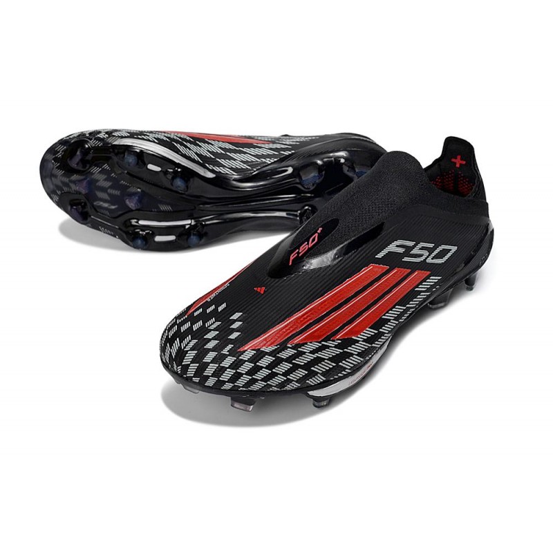 Chaussures Adidas F50+ Laceless FG Noir Rouge – Image 5