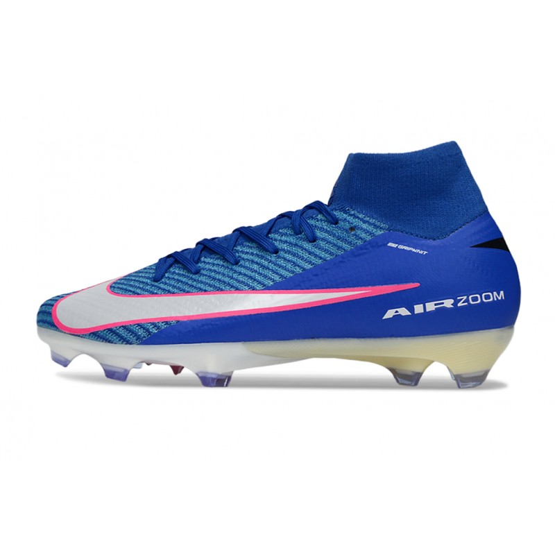 Chaussure Nike Air Zoom Mercurial Superfly 10 Elite FG Bleu Blanc Rosa – Image 2