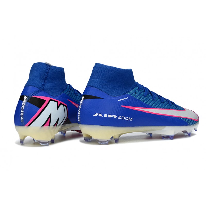 Chaussure Nike Air Zoom Mercurial Superfly 10 Elite FG Bleu Blanc Rosa – Image 4