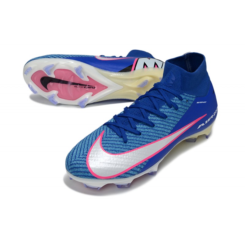 Chaussure Nike Air Zoom Mercurial Superfly 10 Elite FG Bleu Blanc Rosa – Image 5