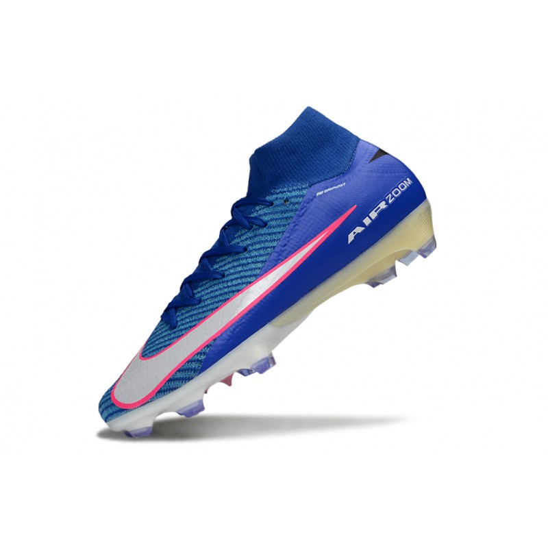 Chaussure Nike Air Zoom Mercurial Superfly 10 Elite FG Bleu Blanc Rosa – Image 6