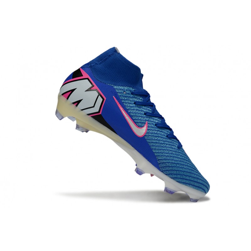 Chaussure Nike Air Zoom Mercurial Superfly 10 Elite FG Bleu Blanc Rosa – Image 7