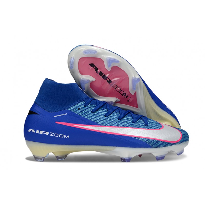 Chaussure Nike Air Zoom Mercurial Superfly 10 Elite FG Bleu Blanc Rosa