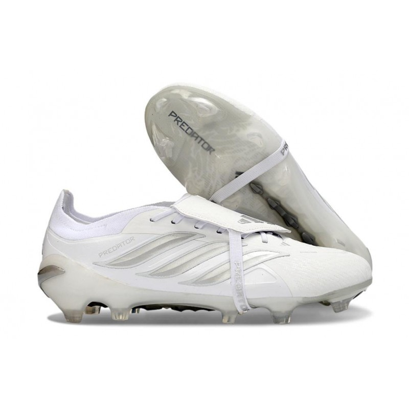 Chaussures de foot adidas Predator 26 Elite Foldover Tongue FG Blanc Argent – Image 3