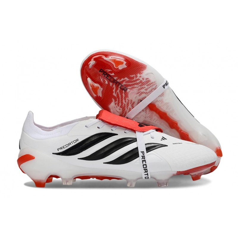 Chaussures de foot adidas Predator 26 Elite Foldover Tongue FG Blanc Noir Rouge – Image 3