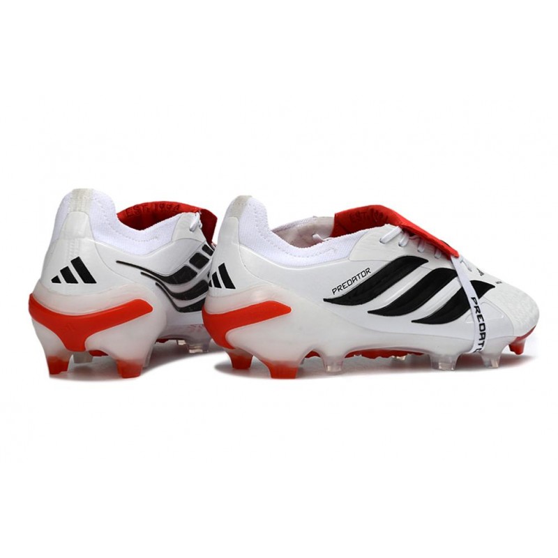 Chaussures de foot adidas Predator 26 Elite Foldover Tongue FG Blanc Noir Rouge – Image 4
