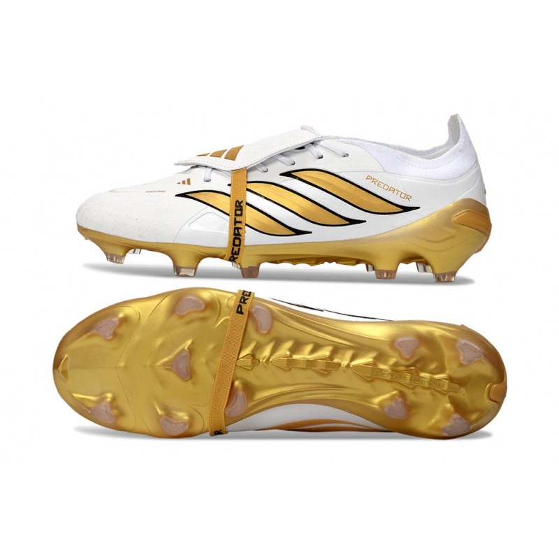 Chaussures de foot adidas Predator 26 Elite Foldover Tongue FG Blanc Or – Image 2