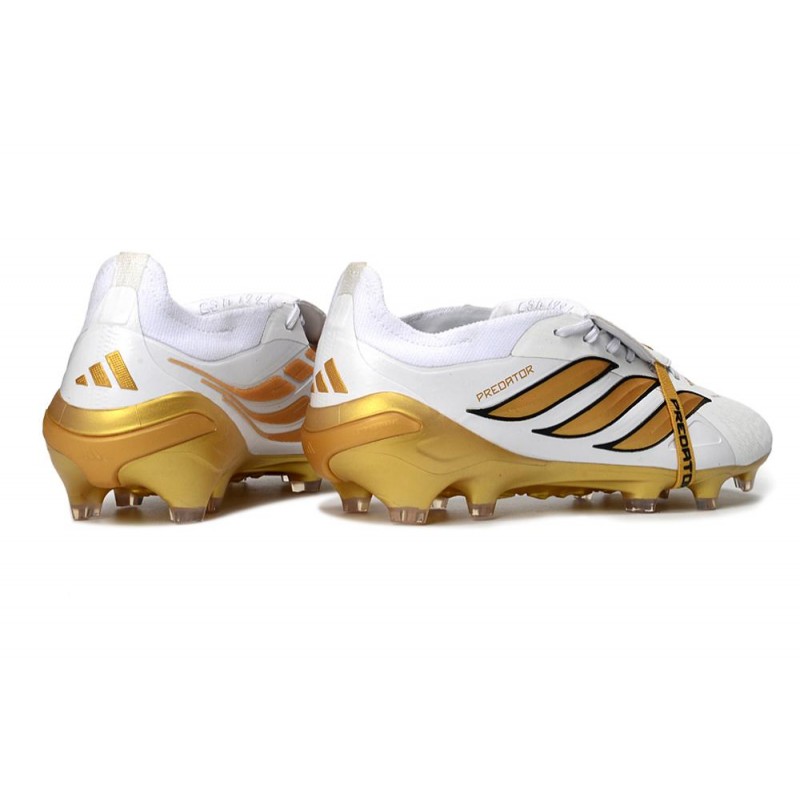 Chaussures de foot adidas Predator 26 Elite Foldover Tongue FG Blanc Or – Image 4