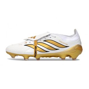 Chaussures de foot adidas Predator 26 Elite Foldover Tongue FG Blanc Or