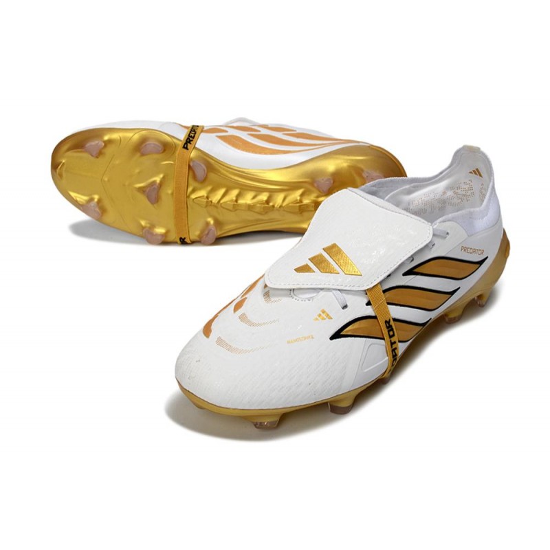 Chaussures de foot adidas Predator 26 Elite Foldover Tongue FG Blanc Or – Image 5