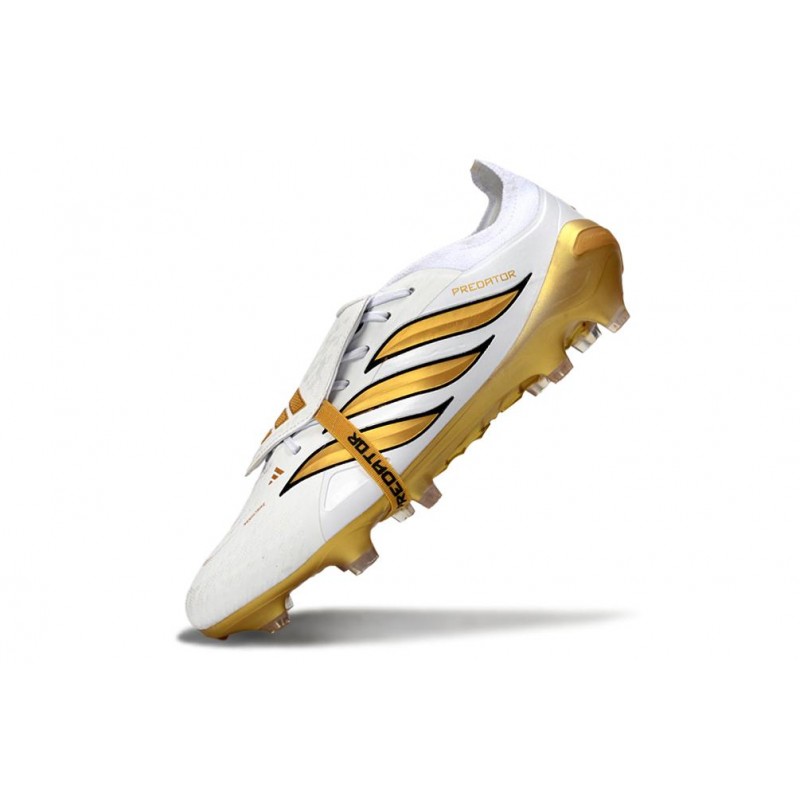 Chaussures de foot adidas Predator 26 Elite Foldover Tongue FG Blanc Or – Image 6