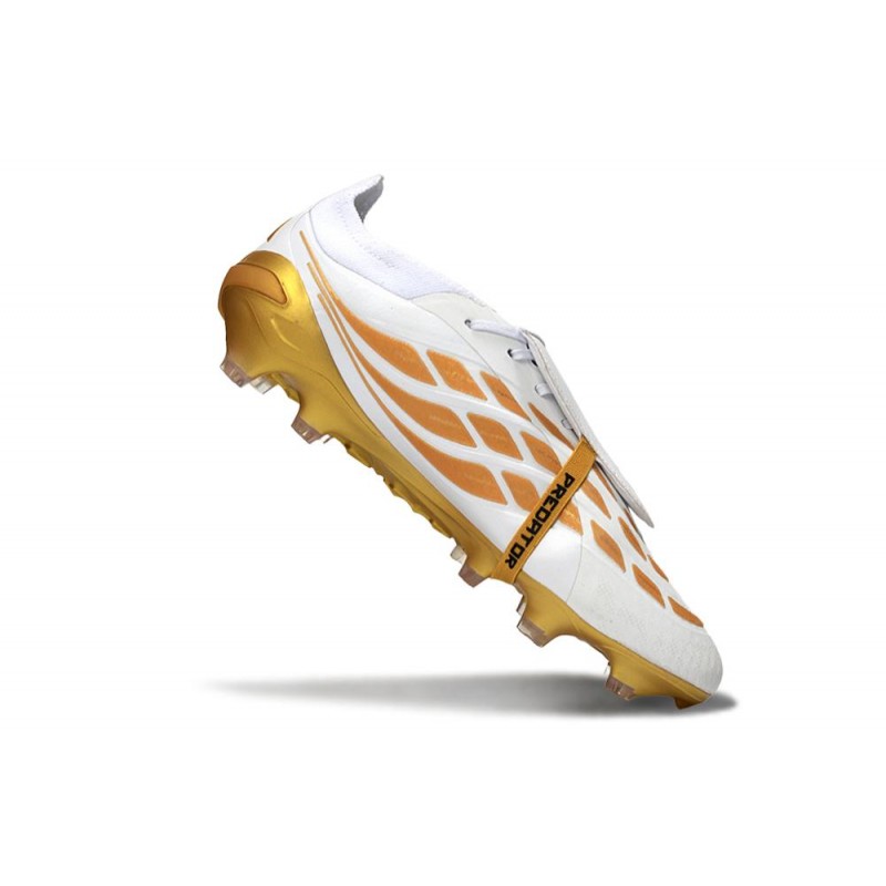 Chaussures de foot adidas Predator 26 Elite Foldover Tongue FG Blanc Or – Image 7