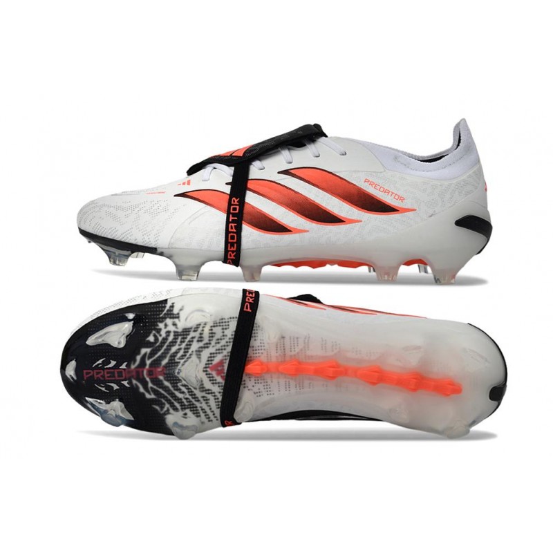 Chaussures de foot adidas Predator 26 Elite Foldover Tongue FG Blanc Rouge – Image 2