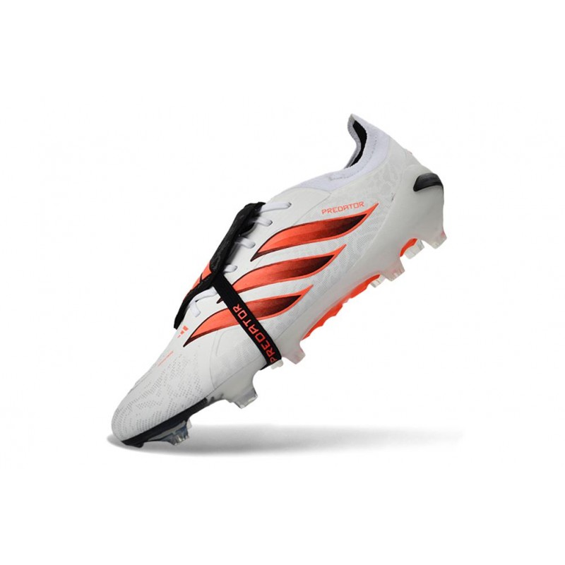 Chaussures de foot adidas Predator 26 Elite Foldover Tongue FG Blanc Rouge – Image 6