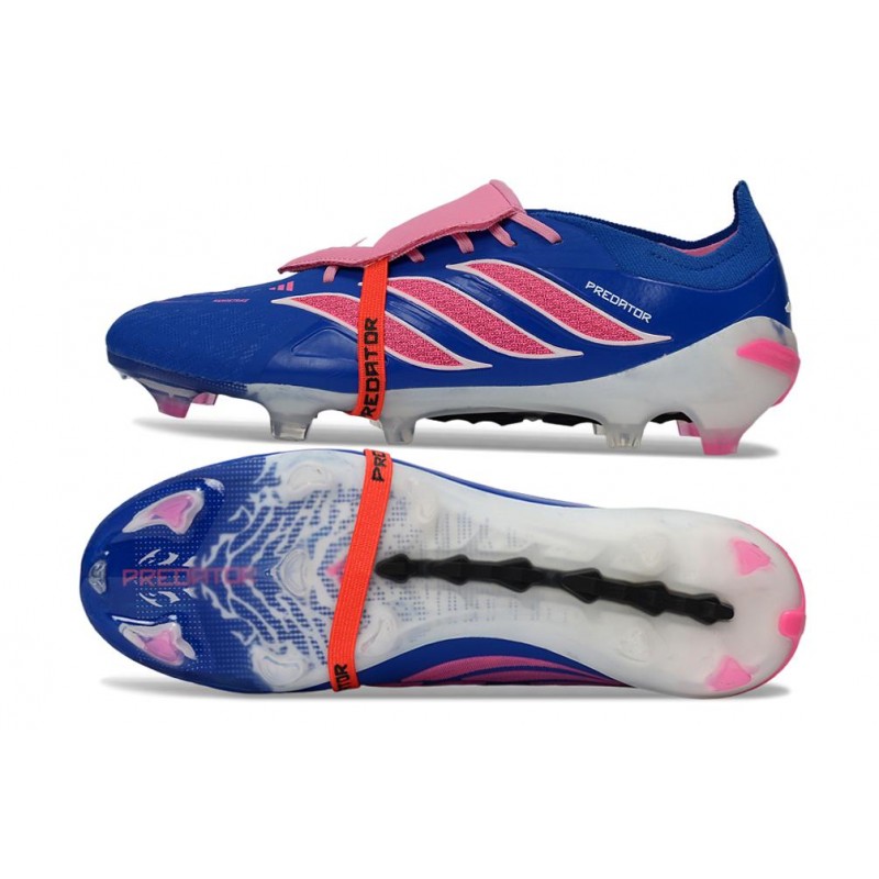 Chaussures de foot adidas Predator 26 Elite Foldover Tongue FG Bleu Rapide Rose Explosif – Image 2