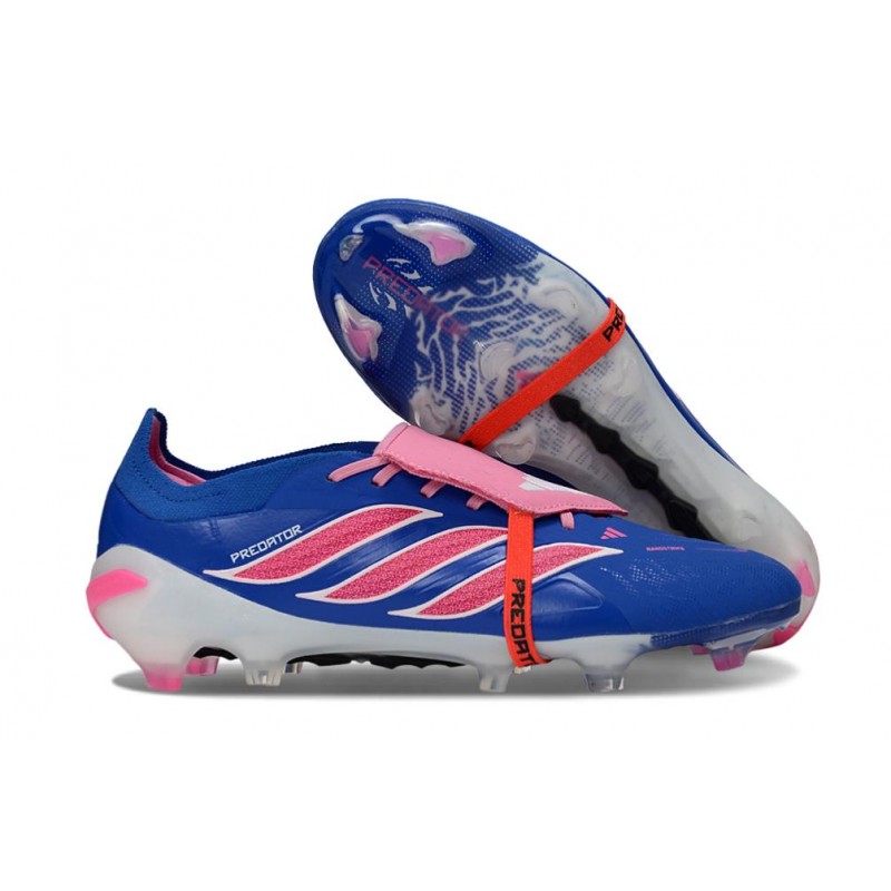 Chaussures de foot adidas Predator 26 Elite Foldover Tongue FG Bleu Rapide Rose Explosif – Image 3
