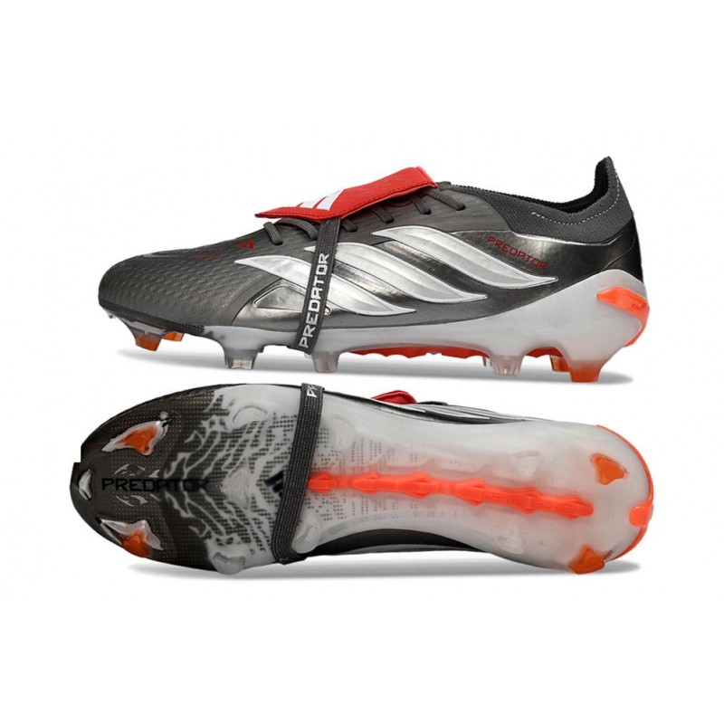 Chaussures de foot adidas Predator 26 Elite Foldover Tongue FG Fer Mét. Blanc Ftwr Rouge Lucide – Image 2