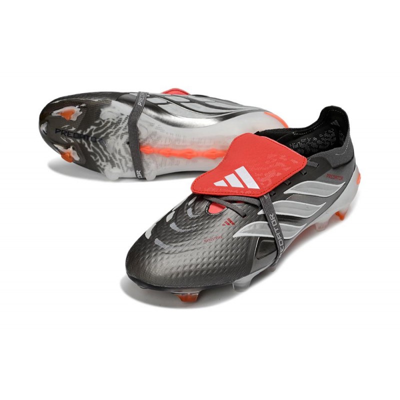 Chaussures de foot adidas Predator 26 Elite Foldover Tongue FG Fer Mét. Blanc Ftwr Rouge Lucide – Image 5