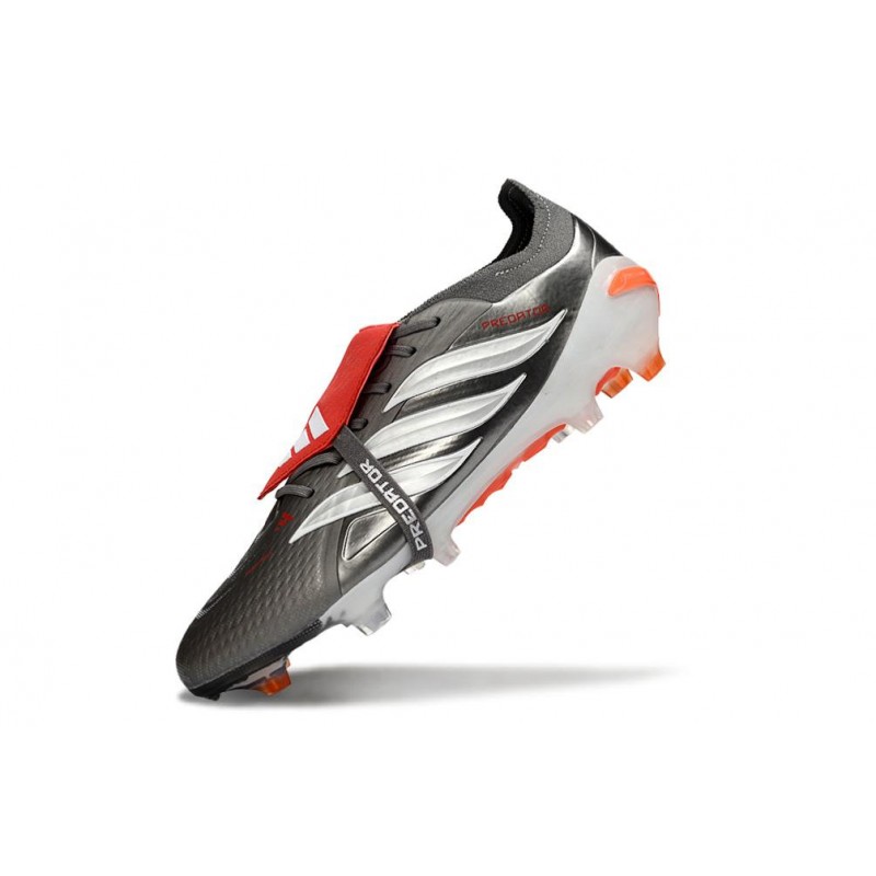 Chaussures de foot adidas Predator 26 Elite Foldover Tongue FG Fer Mét. Blanc Ftwr Rouge Lucide – Image 6