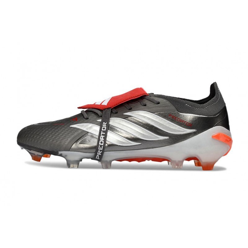 Chaussures de foot adidas Predator 26 Elite Foldover Tongue FG Fer Mét. Blanc Ftwr Rouge Lucide