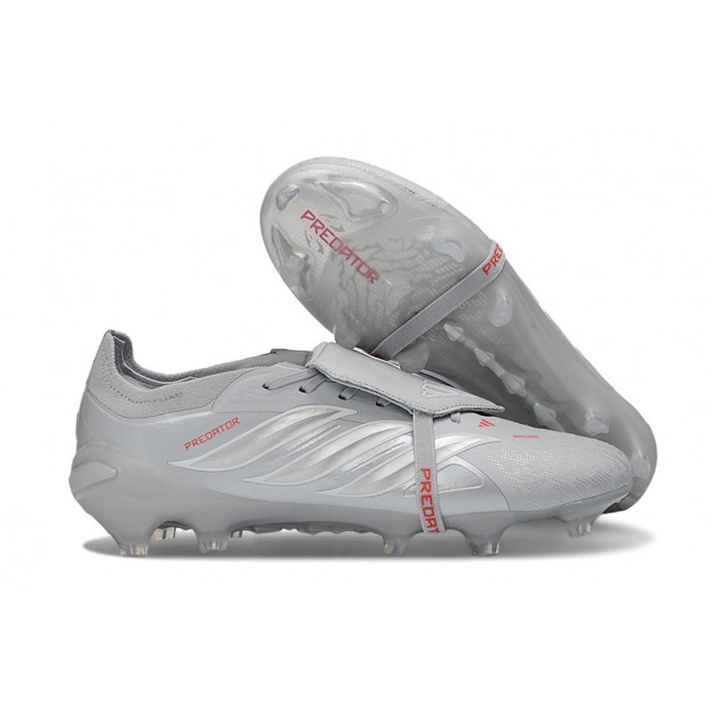 Chaussures de foot adidas Predator 26 Elite Foldover Tongue FG Gris Argent – Image 3