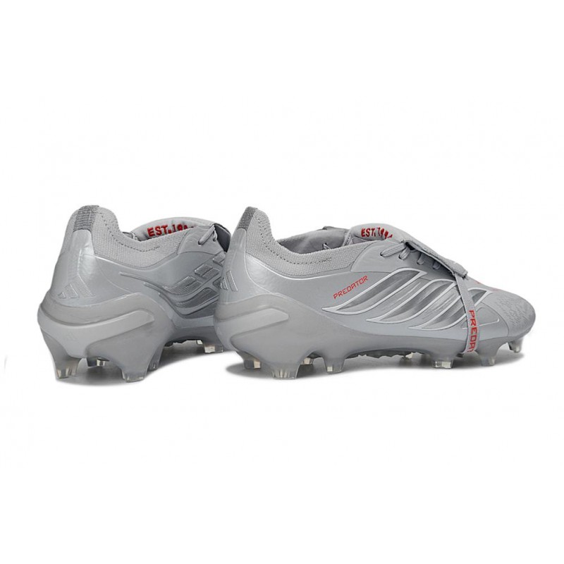 Chaussures de foot adidas Predator 26 Elite Foldover Tongue FG Gris Argent – Image 4