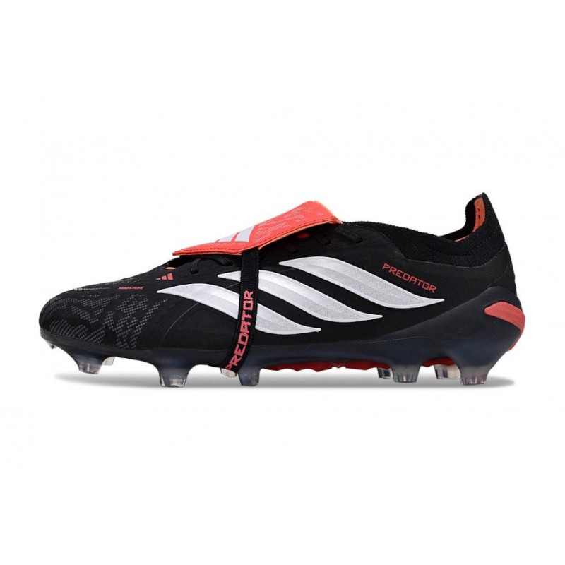 Chaussures de foot adidas Predator 26 Elite Foldover Tongue FG Noir Blanc Rouge