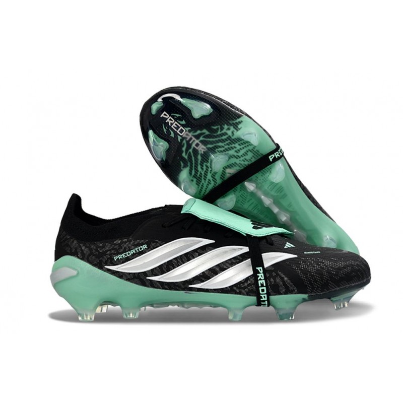 Chaussures de foot adidas Predator 26 Elite Foldover Tongue FG Noir Blanc Vert – Image 3
