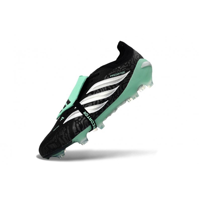 Chaussures de foot adidas Predator 26 Elite Foldover Tongue FG Noir Blanc Vert – Image 6