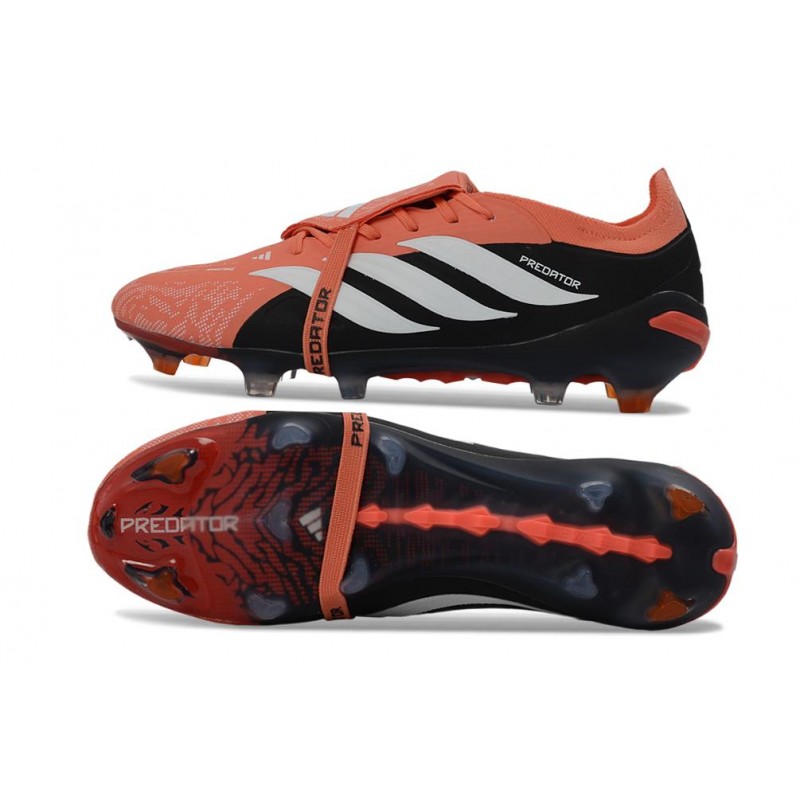 Chaussures de foot adidas Predator 26 Elite Foldover Tongue FG Noir Orange Blanc – Image 2