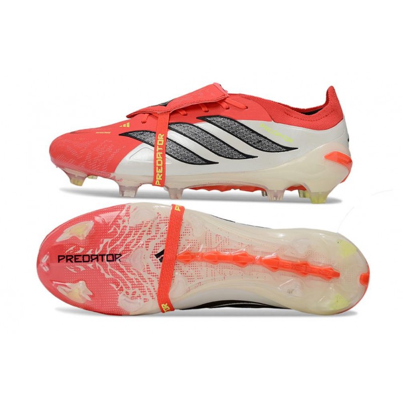 Chaussures de foot adidas Predator 26 Elite Foldover Tongue FG Rouge Lucide Noir Blanc Ftwr – Image 2