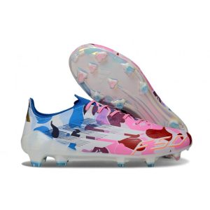 Chaussure Adidas F50 Elite FG Blanc Rose Bleu