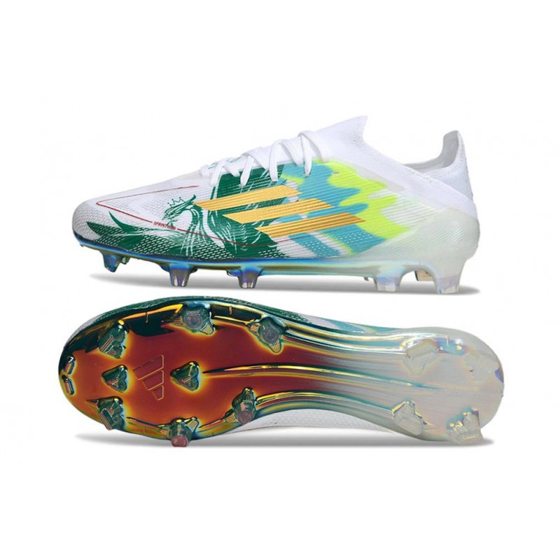 Chaussure Adidas F50 Elite FG Blanc Vert Or – Image 2