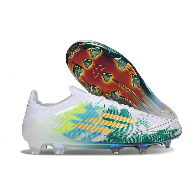 Chaussure Adidas F50 Elite FG Blanc Vert Or – Image 3