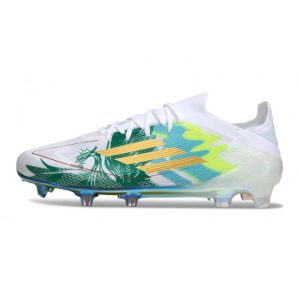 Chaussure Adidas F50 Elite FG Blanc Vert Or