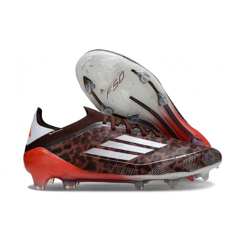 Chaussure Adidas F50 Elite FG Léopard Argent Rouge – Image 3