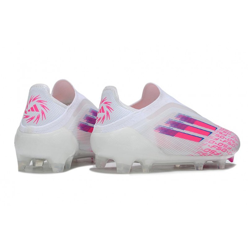 Chaussure Crampon Adidas F50 Elite Sans Lacets FG Blanc Rose – Image 4