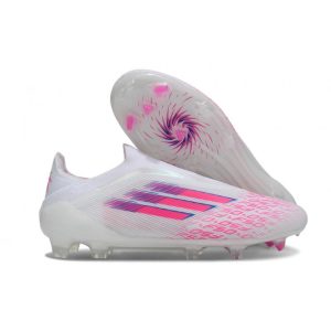 Chaussure Crampon Adidas F50 Elite Sans Lacets FG Blanc Rose