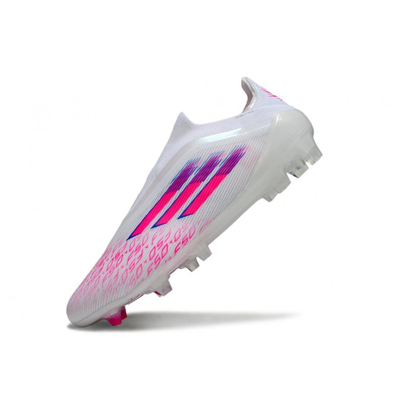 Chaussure Crampon Adidas F50 Elite Sans Lacets FG Blanc Rose – Image 6