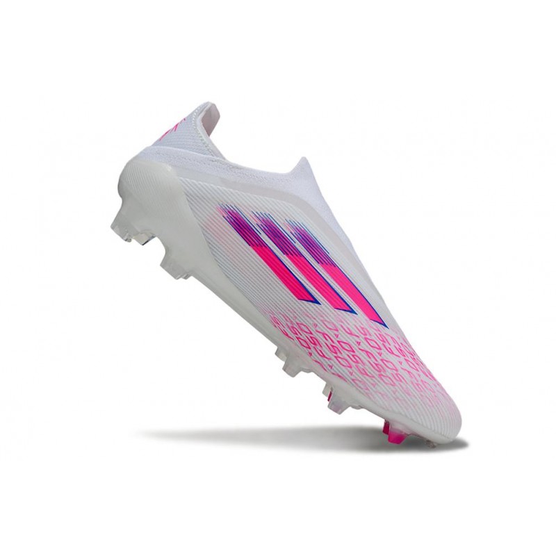 Chaussure Crampon Adidas F50 Elite Sans Lacets FG Blanc Rose – Image 7
