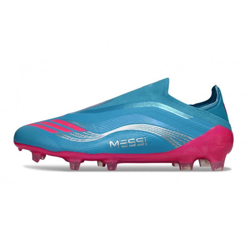 Chaussure Crampon Adidas F50 Elite Sans Lacets FG Bleu Rose – Image 2