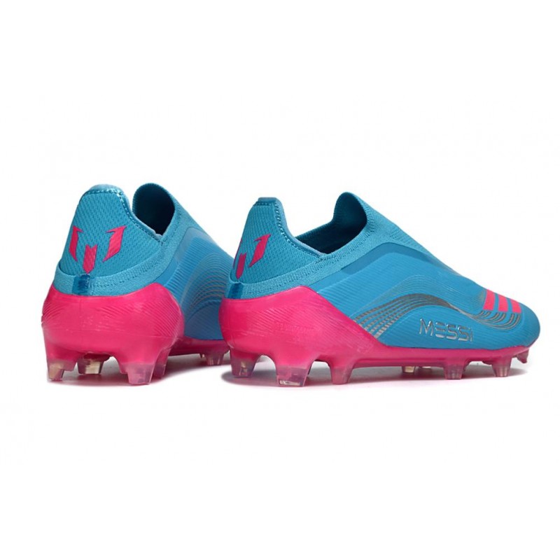 Chaussure Crampon Adidas F50 Elite Sans Lacets FG Bleu Rose – Image 4