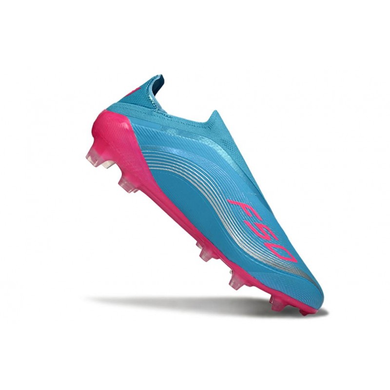 Chaussure Crampon Adidas F50 Elite Sans Lacets FG Bleu Rose – Image 7