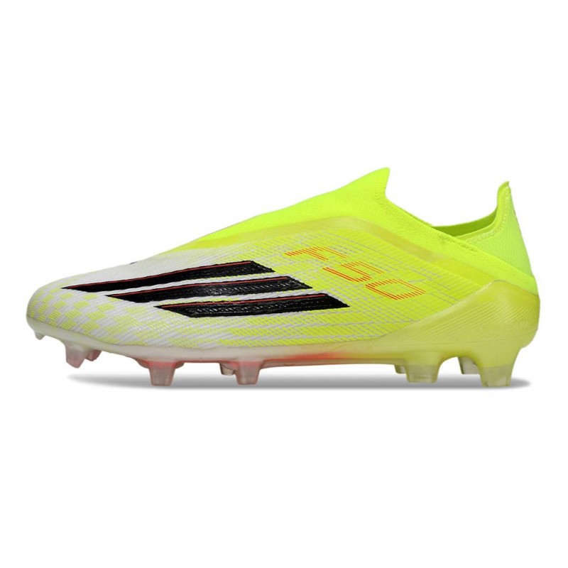 Chaussure Crampon Adidas F50 Elite Sans Lacets FG Jaune Noir – Image 2