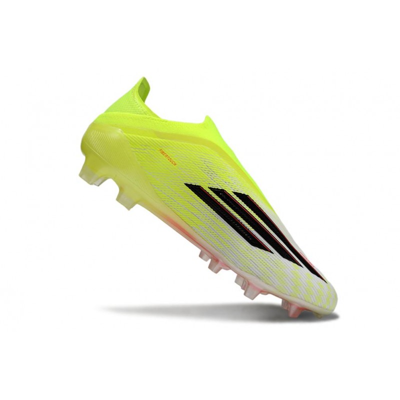 Chaussure Crampon Adidas F50 Elite Sans Lacets FG Jaune Noir – Image 7