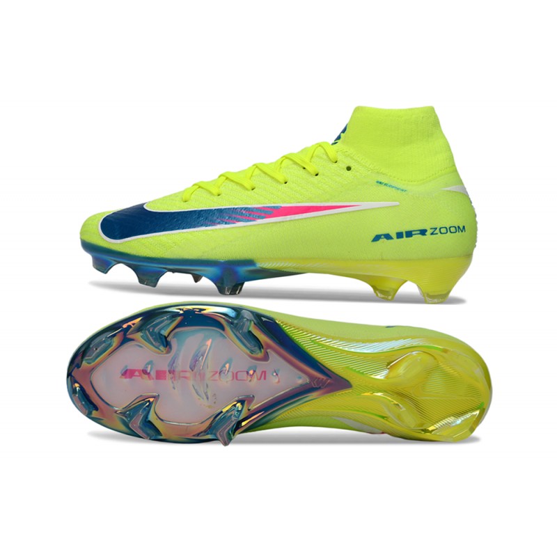 Chaussure Nike Air Zoom Mercurial Superfly 10 Elite FG Limelight Volt Bleu – Image 3